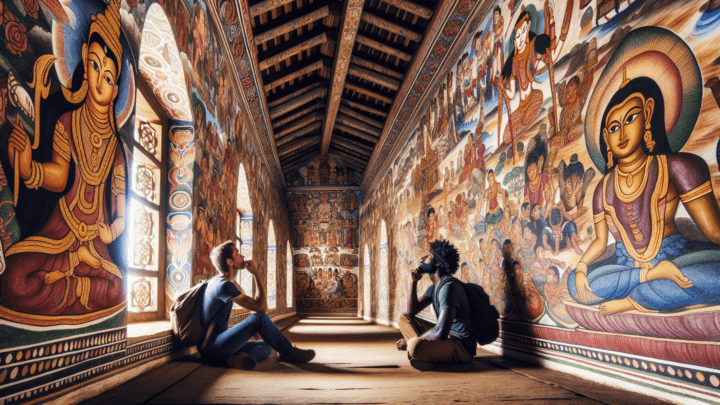 Besichtigung der Wandmalereien im Degaldoruwa-Tempel