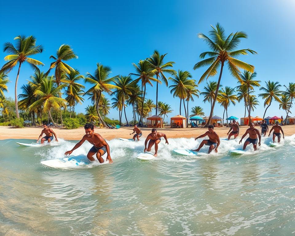 Surfen an den Stränden von Weligama